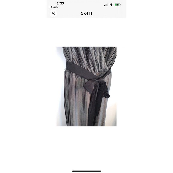 Express Womens Metallic V Neck Wrap Dress Size S Pleated Tie Sleeveless Gray NWT - Picture 8 of 9